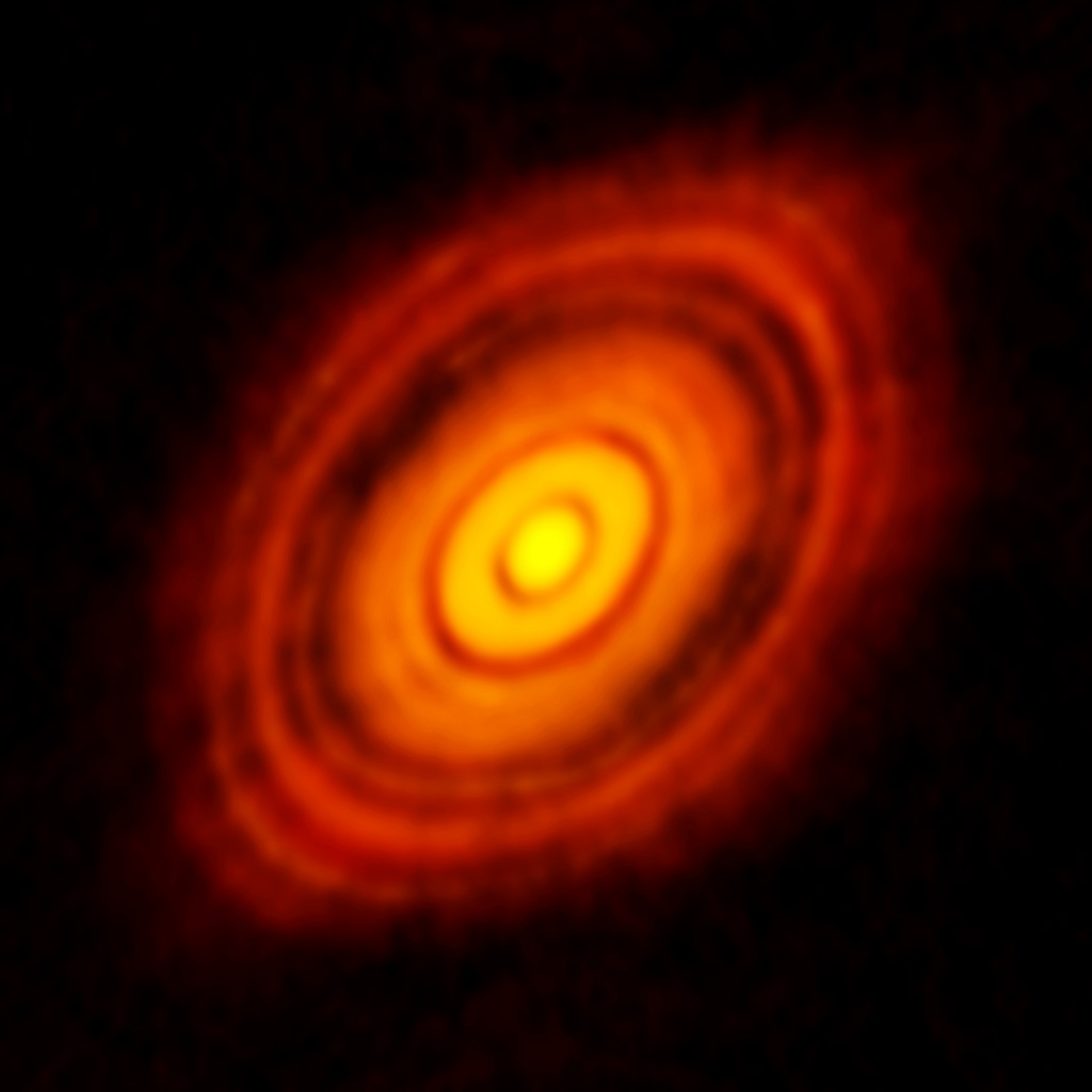 The protoplanetary disc surrounding the young star HL Tauri. Credit: ALMA (ESO/NAOJ/NRAO)