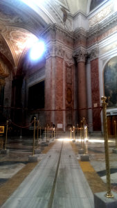 The Santa Maria degli Angeli e dei Martiri meridian line. The aperture in the wall is just visible at the top.